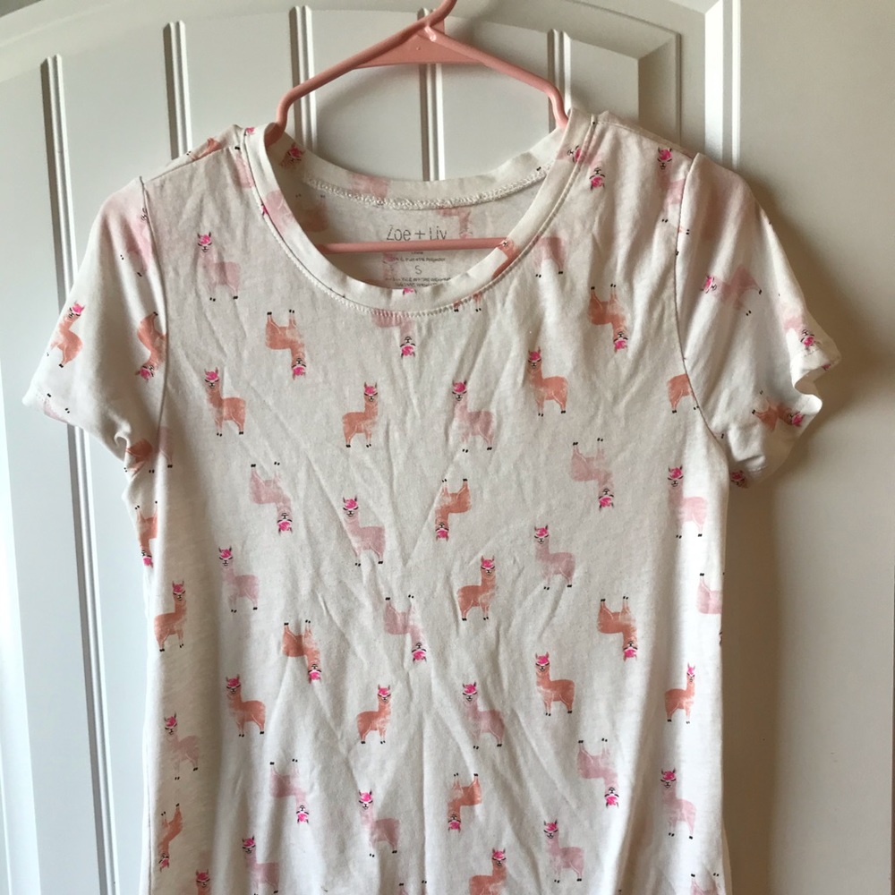 Llama print soft Tee, by Zoe and Liv, size small